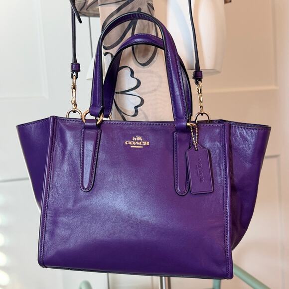 Coach Purple Leather Crosby Mini Carryall Satchel; Elegant Structured Handbag main image 13